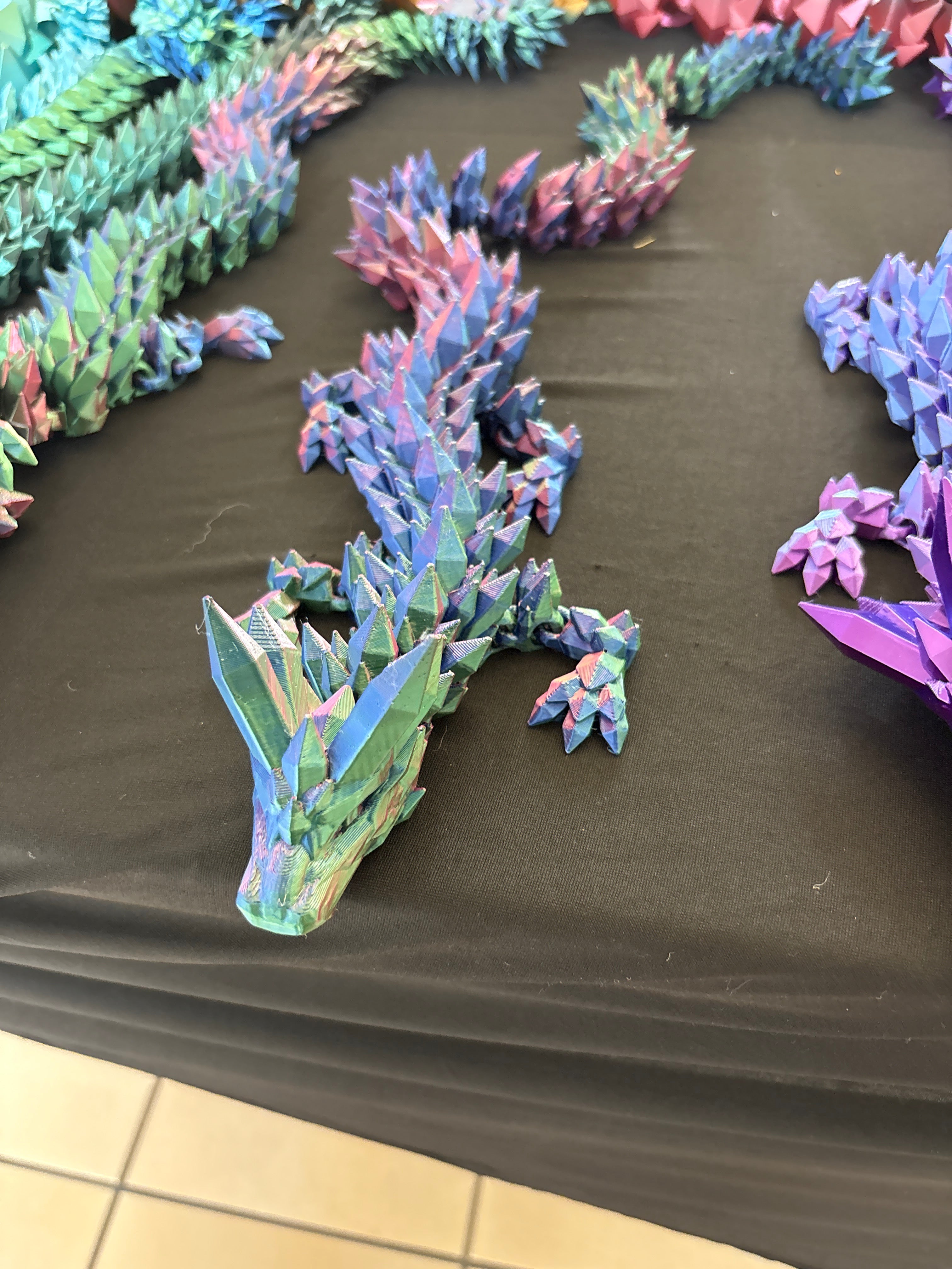Blue red green crystal dragon